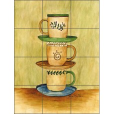 Kitchen Tile Backsplash Mural Coffee Time by Sara Mullen SM050   362345576305